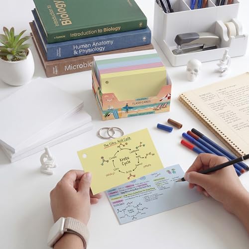 Image of Turron Premium Blank Index Flash Cards | Punched with Binder Rings for Study, Notes & Revision (300, Multicolor, 3 x 5 Inch, Plain)
