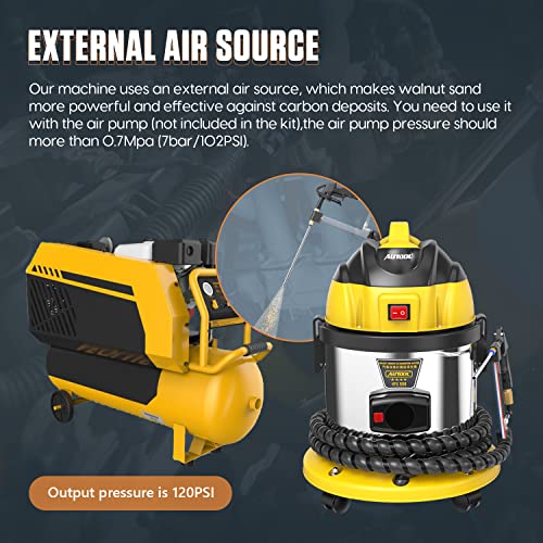 AUTOOL Walnut Blaster, Engine Intake Valve Cleaner Machine, Automotive Engine Carbon Remover, Sand Blaster for Carbon Cleaning with 2kg Walnut Sand