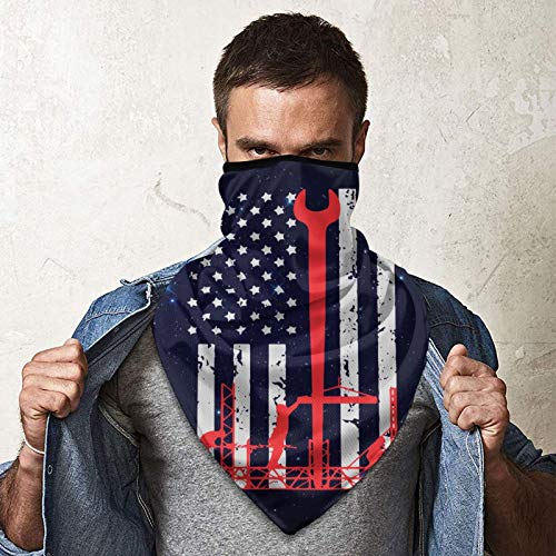 Ironworker America Flag Men Women Neck Gaiters Magic Scarf Adult Wrist Brace for Gardening