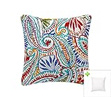 FBTS Prime Outdoor Decorative Pillows with Insert Red and Orange Patio Accent Pillows Throw Covers 18x18 Inches Square Patio Cushions for Couch Bed Sofa Patio Furniture