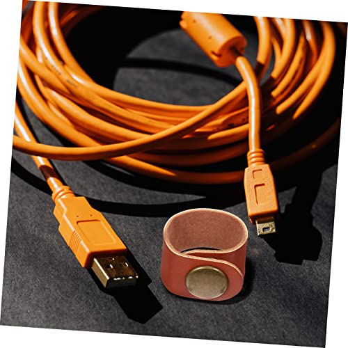 50 unidades de lazos de cable de cuero PU reutilizables, organizador de cables y soporte para cables USB flexibles y suaves, compacto para viajes y uso en casa miniatura 2