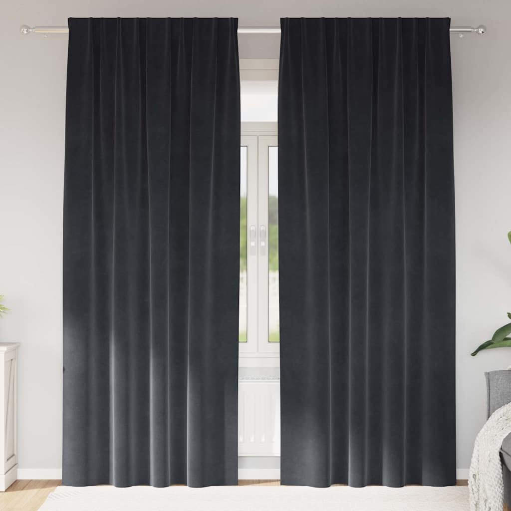 Rideaux occultants velours gris foncé 140 x 245 cm brise-vue thermiques