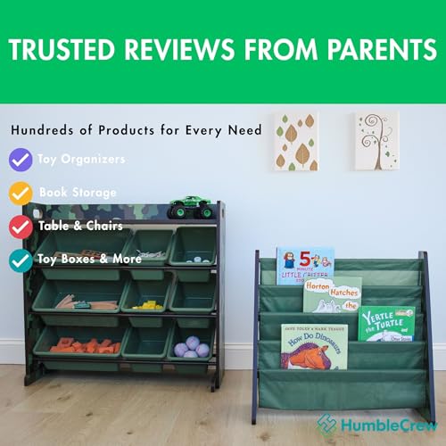 image for Humble Crew 4-Tier Kids Bookshelf, Camo Wood/Green - Premium Book Shel