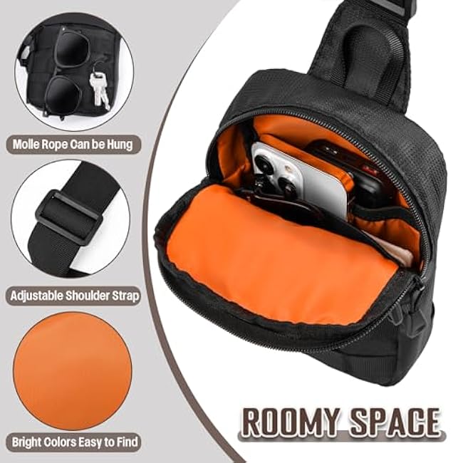Small Sling Bag for Men, Tactical Inspired Waterproof Utility EDC Mini Crossbody Chest Bag for Travel Work Sport