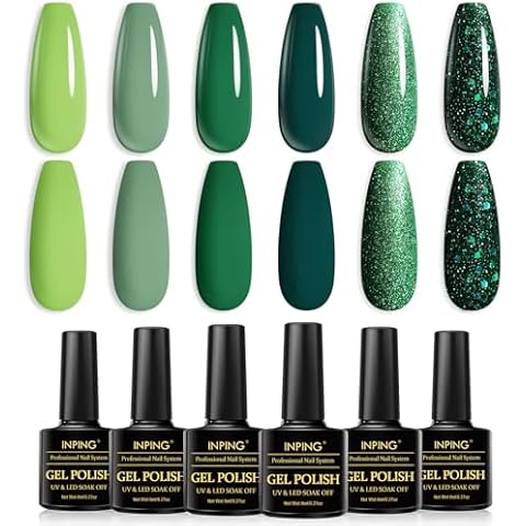INPING 6-Colour Green Gel Nail Polish Set Cover