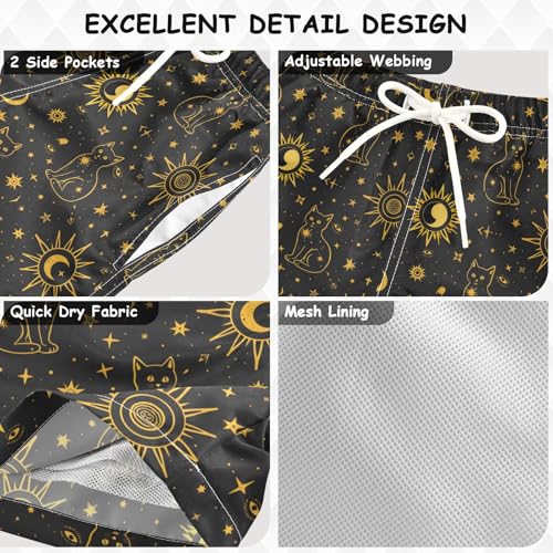 Boys Swim Trunks Quick Dry UPF 50+ Beach Board Shorts Kids Bathing Suits Swimsuit 2T Golden Edged Cat3