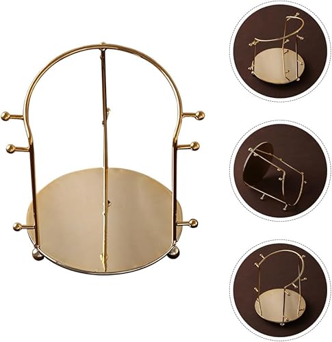 Miniatura 4 de Uonlytech Soporte de exhibición de corona Tiara Crown Headband Display Rack de metal dorado banda para el pelo Soporte para sombrero, soporte corto
