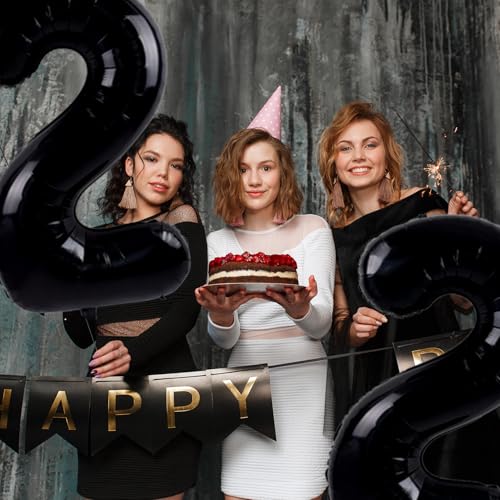 Image of 40 Inch Black 16 Balloons, 16th Birthday Decoration for Boys Girls
