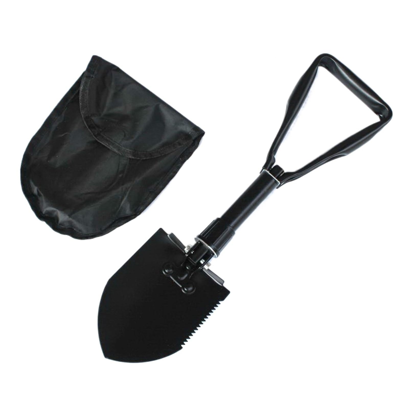 Pala Multifunzionale Pieghevole con Custodia | Attrezzo manuale portatile for esterni for escursioni, fuoristrada e attività domestiche fai-da-te.(Black)