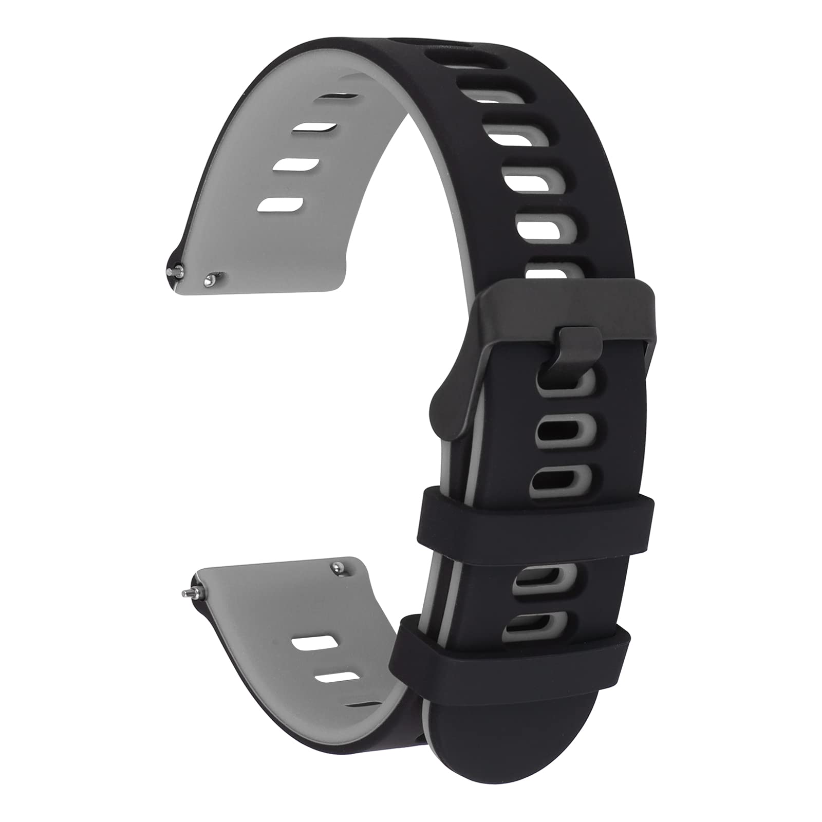 Silicone Rubber Watch Bands, Quick Release Sport Watch Replacement Straps, Universal Smart Watchband with Black Stainless Steel Buckle for Men Women