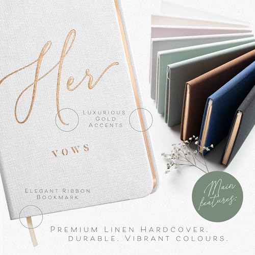 Image of ARTESORI Vow Books His and Hers - Linen Wedding Vow Books Perfect as Bride & Groom Gifts, Wedding Registry Ideas - His & Hers Gifts Wedding Vow Book - Wedding Essentials & Accessories [White & Black]