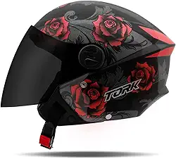 CAPACETE ABERTO PRO TORK NEW LIBERTY 3 FLOWERS BRILHANTE VERMELHO TAM. 60 VIS. FUMÊ