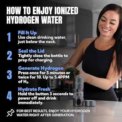 EVOLV Hydrogen Water Bottle Generator - SPE & PEM Water Ionizer 5PPM, Highest Concentrated Dose - 8oz Hydrogenated Water Bottle for Improved Energy & Inflammation Support - Convenient & Easy to Use