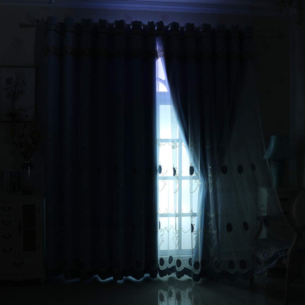 Bei Rideaux occultants à double couche avec voilage en dentelle embroiy parfaits pour bloquer la lumière et décorer la maison.