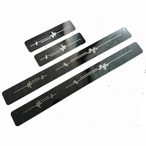 genmaimeifumu 4 Pcs Door Sill Guards for BMW 3er M3 E90 E91 E92 E93 F30 F31 F34 F35 F80, Door Entry Protector Stainless Steel Exterior Accessories Scuff Plate Threshold Cover,Black
