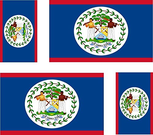 Akachafactory 4 x Autocollant Sticker Voiture Moto Valise pc Portable Drapeau Belize belizien