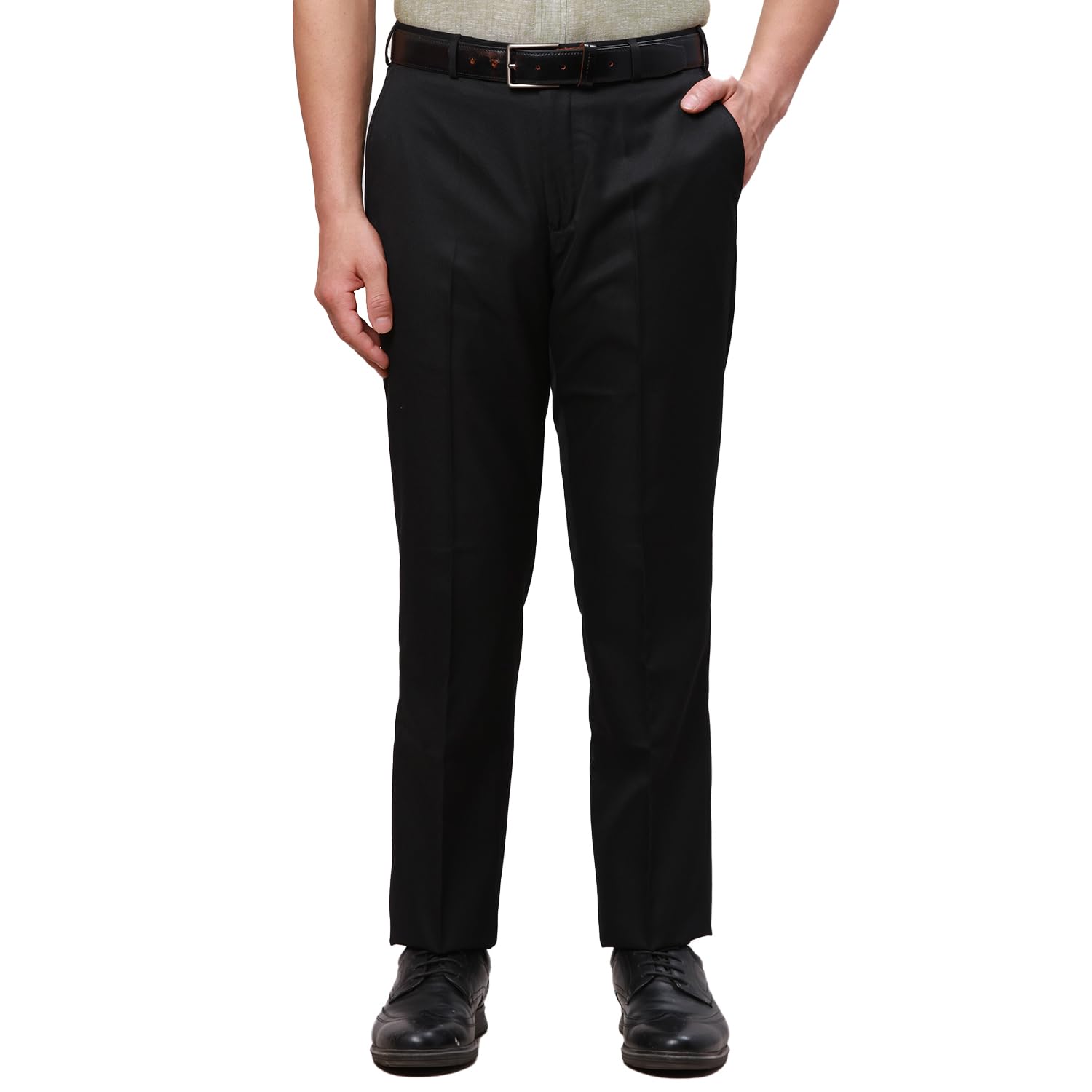 park avenue Men Smart Fit Solid Pattern Poly Viscose Blend Pleatless Formal Trouser-picture-20