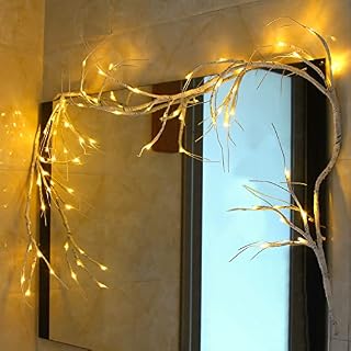 DERAYEE Christmas Decorations 1.8m/5.9ft White Garland with 48 LED Battery Operated Lights Waterproof Lighted Willow Vine Twig for Indoor Home Garden Wall Fireplace Party Decorations