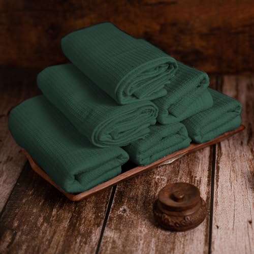 Pagnanno–Hotel Quality Kitchen Tea Towels & Waffle Weave tea towel Professional Cotton 45x70cm Absorbent Fast Drying Dish Towels,Kitchen and Bar Towels (Pack of 3 (45x70cm),Waffle-Emerald Green) (01) - Image 6