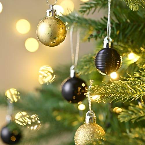 Valery Madelyn Gold and Black Christmas Bauble for Christmas tree Decorations,49pcs 3cm Golden Tropical Party Black and Gold Shatterproof Ball Ornaments Decoration for Tree Decor - Image 3
