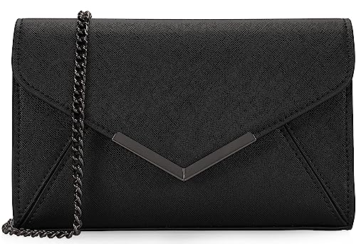 Dexmay Dm 20050 Dexmay Women Envelope Clutch Faux Saffiano Leather Evening Handbag Foldover Clutch Bag Formal Dressy Purse Black thumb #1
