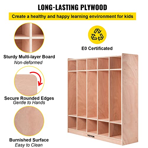 Happybuy 5-Section School Storage Locker, Wooden Storage Cabinet with 4 Casters, Classroom Cubbies for Storage, 15mm Thick Plywood Locker for Home, Office, School,Gym, Kindergarten - Image 5