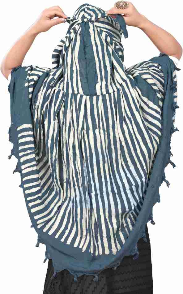 Image of Cotton Long Scarf Cum Mask Scarves Usable for Vehicle Driver | White Printed Design Fabric | Universal Size | Soft & Breathable Sun Protection | For Girl & Women