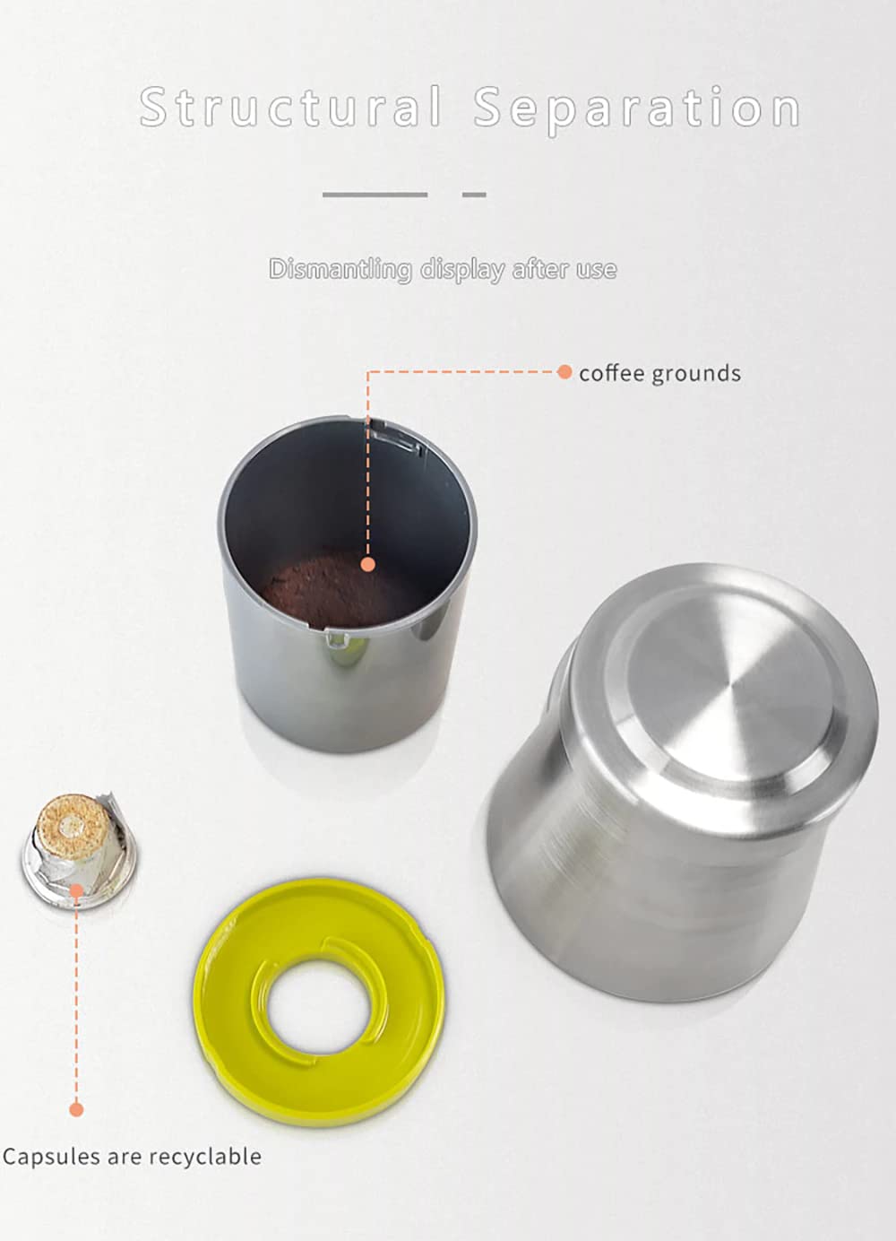 Herramienta de reciclaje de cápsulas de café, abridor de vaciado de cápsulas de café, compatible con cápsulas Nespresso de aluminio, respetuoso con el medio ambiente