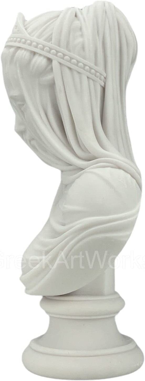 Statua in marmo fuso Monti 1875 con busto della fanciulla velata