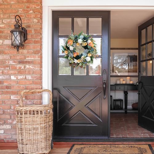 Bibelot-22-Inch-SpringSummer-Floral-Wreaths-for-Front-DoorArtificial-Valentines-Day-Wreath-with-Roses-Dahlias-Gardenias-phalaenopsis-for-Home-Wall-Window-Wedding-Party-Festival-Decor Bibelot 22 Inch SpringSummer Floral Wreaths for Front DoorArtificial Valentines Day Wreath with Roses Dahlias Gardenias phalaenopsis for Home Wall Window Wedding Party Festival Decor