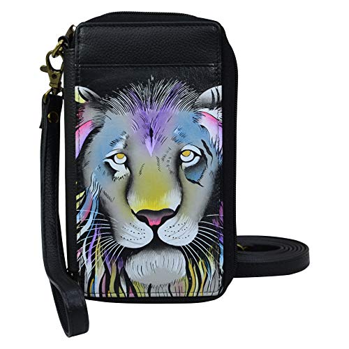 Anna by Anuschka Women's Hand-Painted Genuine Leather Smartphone Case & Wallet - Lion Pride
