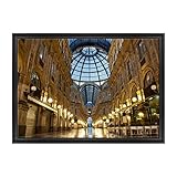 quadro su tela canvas intelaiato - con cornice - milano - galleria vittorio emanuele ii - piazza del duomo - 70x100cm - stile contemporaneo nero - (cod.1473)