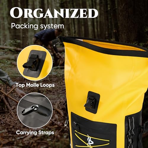 Mochila seca impermeable con cuerda elástica y bolsa pequeña impermeable Amarilla miniatura 5