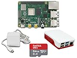 Rasppishop Raspberry Pi 4 modello B Bundle Offiz.Teile Rosso/Bianco RPi con 2 GB RAM, Sandisk...