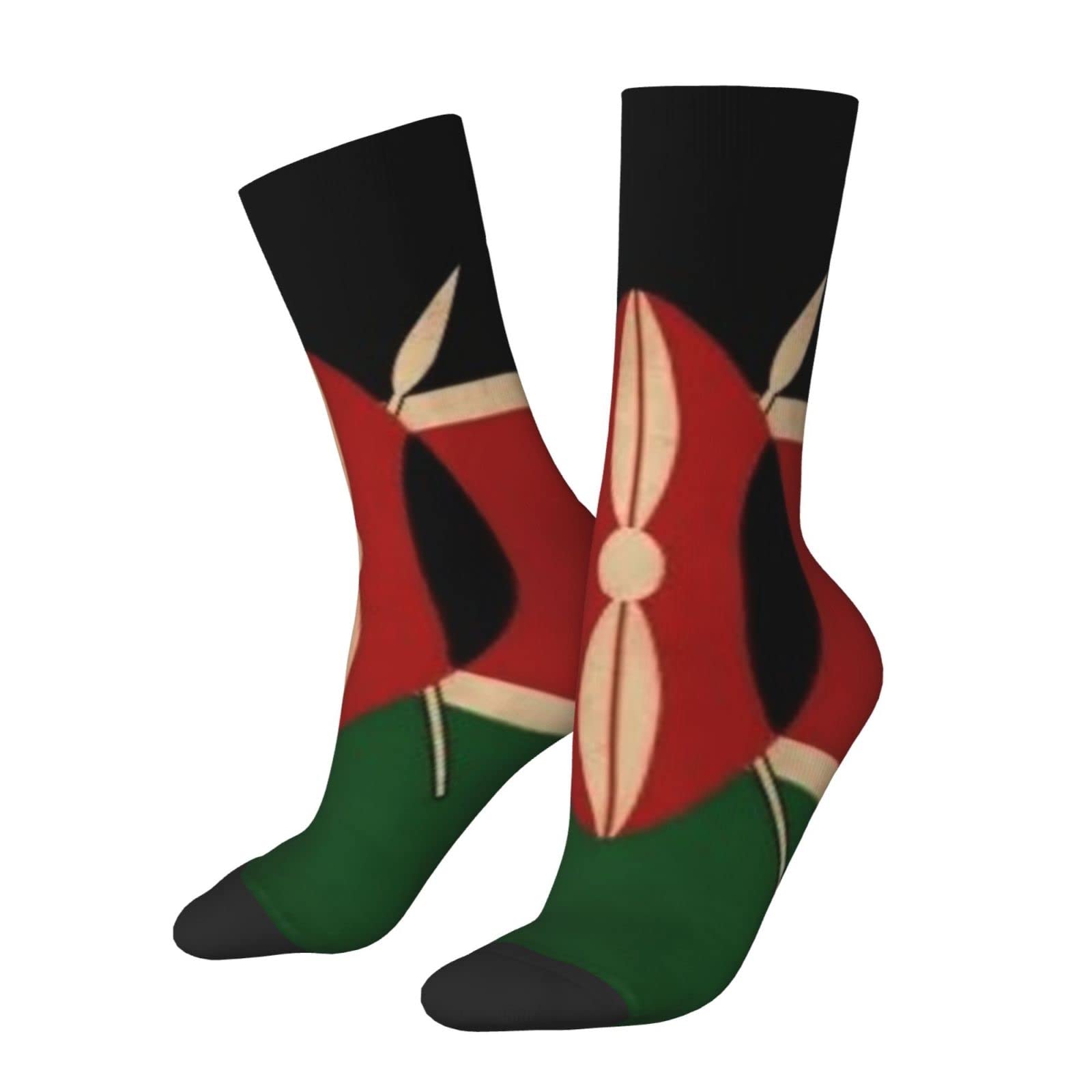 Oudrspo Unisex As Pic Athletic Crew Socks Kenya Flag Cotton Casual Dress Socks Outdoor Hiking Trail Ankle Sock For Men Women