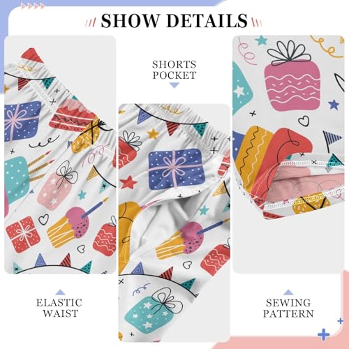 ZZXXB Birthday Cake Boys Long Pants Soft Trousers Elastic Waist Kids Lounge Bottoms with Pockets S-XL4