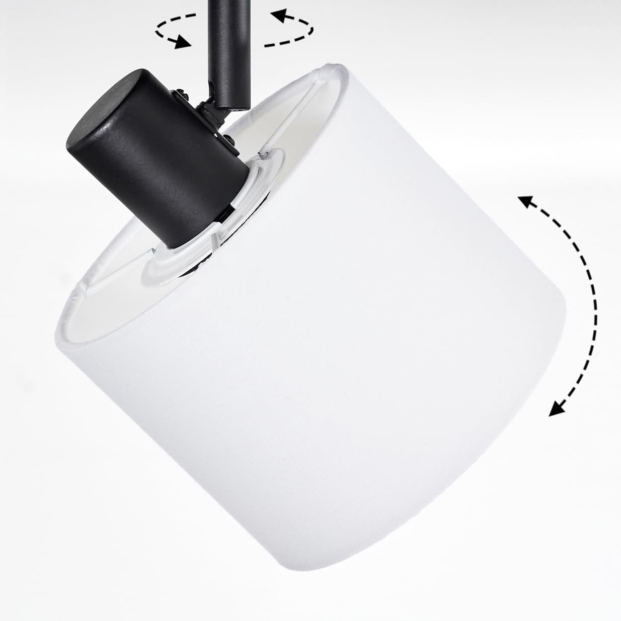 HOFSTEIN Lámpara de techo Bassagoda, lámpara de techo de metal/tela en negro/blanco, lámpara ajustable de diseño moderno (pantallas de 12 cm de diámetro), 2 x E14, comedor, salón, dormitorio, cocina