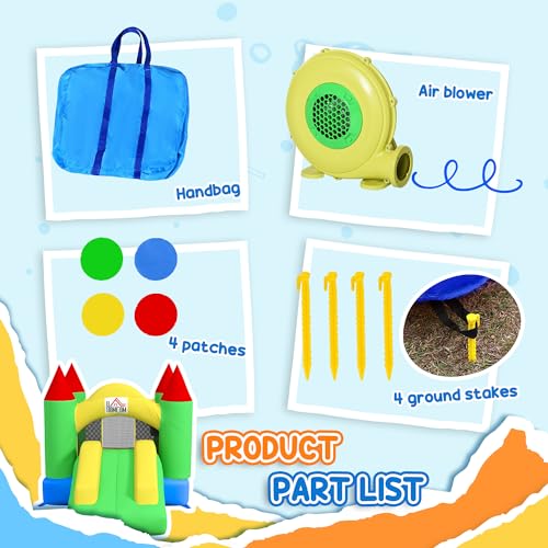 HOMCOM Kids Bouncy Castle Inflatable Bouncer with Slide and Blower - Image 4