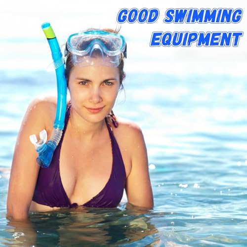 Relaxweex 4 Pack Adult Swim Goggles with Nose Cover Snorkel Diving Mask Elastic Strap Scuba Mask Underwater Swimming Goggle(Green, Lake Blue, Pink, Purple) - Thumbnail 5