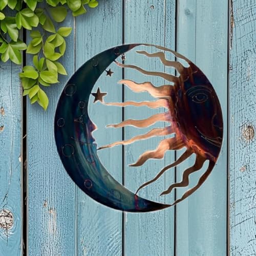 Décoration murale en métal soleil 28 cm rustique rétro pour maison et jardin