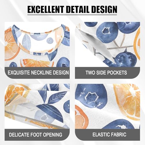 ALAZA Blueberry Orange Leaf Pajamas Short Sleeve 2 Piece Sleepwear Top and Bottom Pajama Set Unisex4