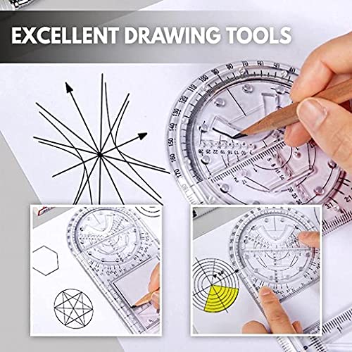 Lot De 2 Règles à Dessin Géométrique Multifonction - Outil Précis Pour Écoliers Et Artistes - Bleu Transparent