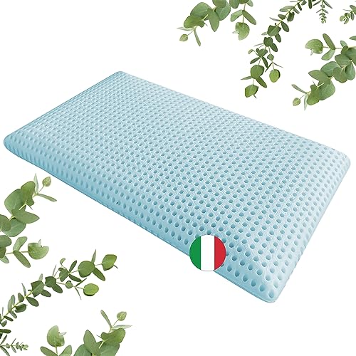 T-Sogno Memory Foam Perfumación Eucalipto 100% Made in Italy – Dispositivo médico – 100% hipoalergénico, transpirable, anatómico, alta calidad, ergonómico – Ideal para cervicales (perfume eucalipto)