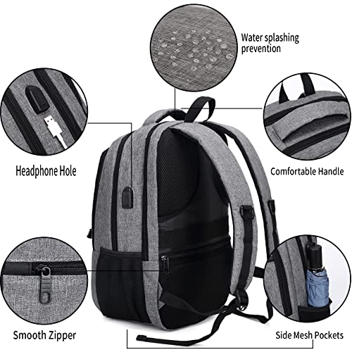 Monsdle Travel Laptop Backpack Anti Theft Backpacks With Usb Charging Port, Travel Backpacks Business Work Bag 15.6 Inch College Computer Bag For Men Women, Grey #TOP3