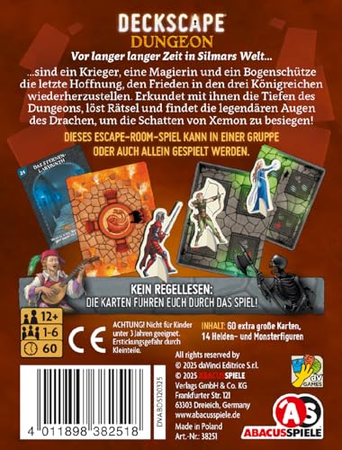 ABACUSSPIELE 38251 - Deckscape – Dungeon, Escape Room Spiel, Kartenspiel, Rot