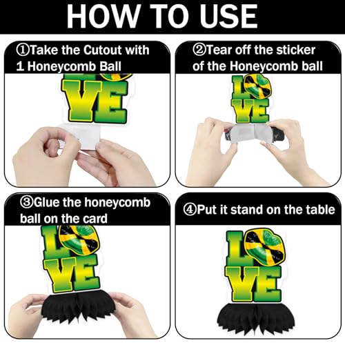 Image of Jamaican Party Honeycomb Centerpiece Table Toppers with Jamaica Flags