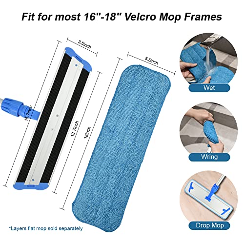 Layers 18"Microfiber Replacement Mop Pads- Reusable Mop Heads Refills Fit For Most 16-18Inch Spray Velcro Mop, Machine Washable Absorbent Mop Pads- 3Pack #TOP3