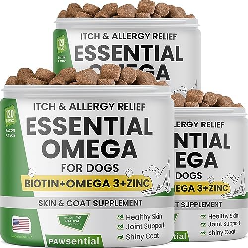 Omega 3 for Dogs Fish Oil Chews Anti Shedding, Skin