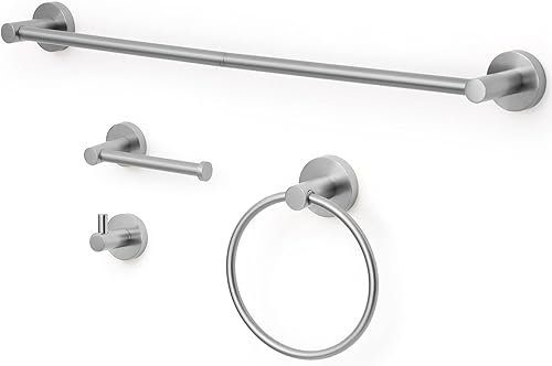 Miniatura 13 de Xin Wei - Juego de toallero de baño para baño, juego de accesorios de baño, soporte de mano ajustable y expandible, incluye barra de toalla de 24