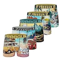 FREEGUN Boxer Homme Summer Vibes, Caleçon Homme Anime, Respirant et Ultra-Doux (Lot de 5) M
